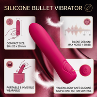 Vibromasseur en silicone rouge rose, 10 fréquences, rechargeable par USB, étanche IPX7, faible bruit, silencieux, masseur portatif, non lubrifié