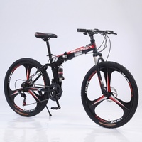 Vélo de montagne pliable 24/26 pouces, 21/24/27/30 vitesses, cadre en acier à haute teneur en carbone, frein à disque double, vélo pour hommes et femmes