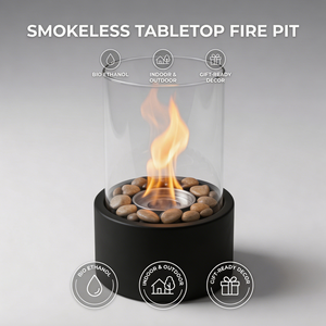 Brasero de table portable avec kit de préparation de S'mores - Cheminée au bioéthanol sans fumée pour décoration intérieure et cadeau de fête, bol à feu en verre - Product Image 1