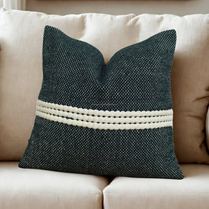 Housse de coussin noire lavable en coton tissé à la main, style vintage, pliable, pour siège de canapé, douce - Product Image 2