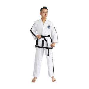 ชุดยูนิฟอร์มครูสอนเทควันโดผู้ชาย สีขาว พร้อมเข็มขัดสีดำ ชุดฝึกศิลปะการต่อสู้ที่ทนทาน สำหรับการแข่งขันและการฝึกซ้อม - Product Image 1