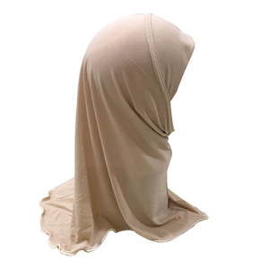 Hiyab de Algodón de Color Sólido y Transpirable <span class=keywords><strong>para</strong></span> <span class=keywords><strong>Niñas</strong></span> Pequeñas, Fácil de Usar, Estilo Slip-On, Lindos Pañuelos Islámicos, Chales Tradicionales - Product Image 5