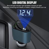 Adaptateur de chargeur de voiture rétractable 5 en 1 Type-C 5 double port 18W PD Protection OVP à charge rapide avec câble pour téléphone portable