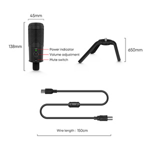 Microphone à condensateur USB RGB Microphone d'éclairage RGB omnidirectionnel pour PC, <span class=keywords><strong>PS5</strong></span>, PS4 - Product Image 4