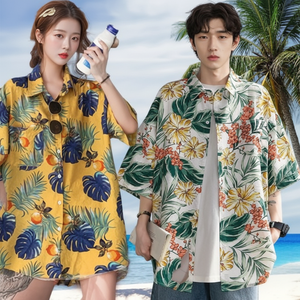 Camicia Aloha hawaiana da uomo e donna con maniche corte Overfit Shorts da surf e costume da bagno in stile Resort per le vacanze del sud - Product Image 1