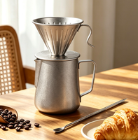 Ensemble de café artisanal pour barista professionnel, filtre à café conique, aiguille à café en acier inoxydable 304 et pichet à mousse