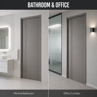 Porte intérieure en bois composite polymère insonorisant moderne OEM, finition placage, sur mesure pour hôtel commercial et appartement