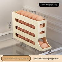 Distributeur d'œufs à roulettes haute capacité, 4 étages, support d'œufs pour réfrigérateur à actionnement automatique, boîte de rangement pour œufs frais