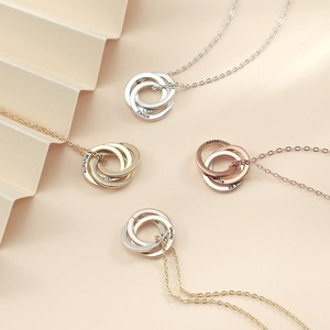 Collana a tre anelli ad incastro con collegamento transfrontaliero nome incisione 18k placcato in oro regali semplici e generosi <span class=keywords><strong>agli</strong></span> <span class=keywords><strong>amici</strong></span> per Natale - Product Image 6