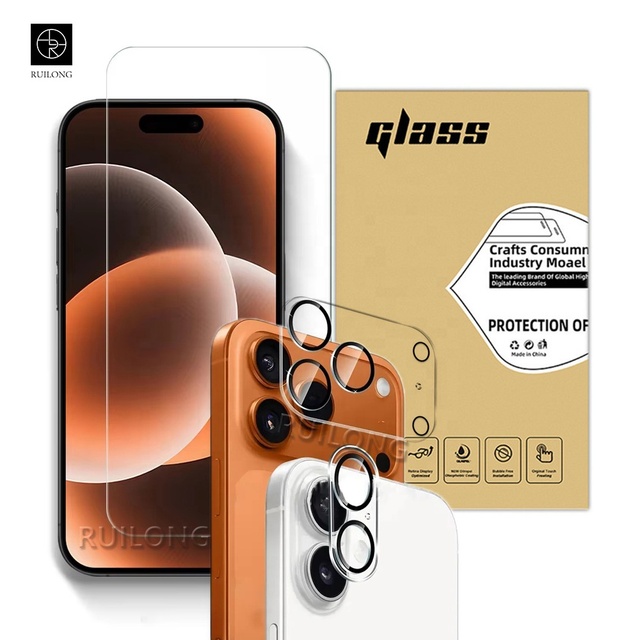 For iPhone 17 Pro Max Full Glue 9H Clear Tempered Glass Screen Protector for iPhone 13 14 15 16 with Camera Lens Protector