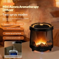 Diffuseur d'arômes intelligent en forme de méduse avec télécommande, humidificateur à flamme d'aurore, vaporisateur d'huiles essentielles pour la décoration de chambre et de bureau