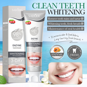 <span class=keywords><strong>Pasta</strong></span> <span class=keywords><strong>Dental</strong></span> Blanqueadora con Enzimas de Menta SADOER OEM 120g, Limpieza Profunda, Dientes Blancos, Aliento Fresco, Eliminación de Manchas, Sin Flúor - Product Image 1