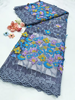 NI.AI Nouveau design Tissu en dentelle filet 3D fleuri lavable, dentelle brodée tricotée chaîne avec sequins pour robes de mariée et de soirée pour filles