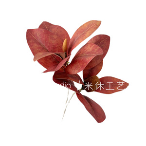 ใบแมกโนเลียประดิษฐ์สีน้ำตาลและสีเขียวแบบก้านเดี่ยวจาก Mishu Crafts สำหรับตกแต่งงานแต่งงานและบ้าน - Product Image 1
