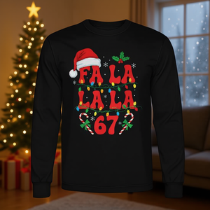 Fa La La La 67 T-shirt de Noël à manches longues avec motif Meme Holiday Design - Product Image 3