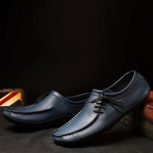 Chaussures basses en cuir pour hommes, à lacets latéraux, dessus en cuir véritable, souples et respirantes, chaussures habillées décontractées pour le bureau - Product Image 5