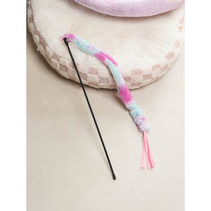 Pet Gat Teaser eco-friendly rosa piuma e tessuto canna da pesca Cartoony stile giocattolo per gatti giocosi - Product Image 1