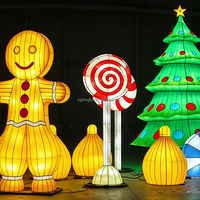 Weihnachts-Vogelscheuchenmann-Laternen-Set, LED-beleuchteter Weihnachtsbaum, leuchtende Zuckerstangen-Lichtanlage für Freizeitparks
