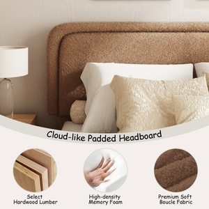 Современная регулируемая кровать-платформа размера Queen с обивкой из ткани, местом для хранения, металлическим каркасом из МДФ и прочной дубовой основой - Product Image 5