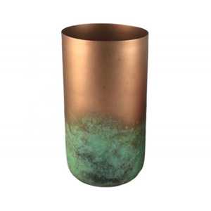 Iron Cylindrical <b>Vase</b> with Patina Finish Handmade Art Deco Industrial Tabletop Decor Eco-Friendly Rust Resistant - Product Image 1