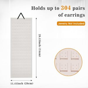 Hanging Earring Organizer 24x15.75 Inches Beige Felt Wall Mount Jewelry Storage for Women Girls - Product Image 2