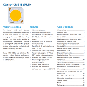 CREEs CMB1825-0000-000N0H0A30G XLamps CMB1825 Chip LED COB Blanco 3000K 80CRI 36V 3636lm Garantía de 3 Años - Product Image 2