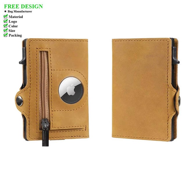 2022 Genuine Premium Leather Wallet Automatic Pop-up Air Smart Tag Cover Credit Card Money Holder Durable