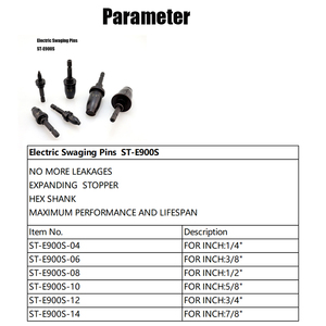 DSZH ST-E900S Set di 6 Perni Elettrici per Svasatura, Utensili per Espansione Tubi per HVAC <span class=keywords><strong>e</strong></span> Refrigerazione - Product Image 2