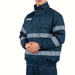 Parka de travail personnalisée pour homme en polyester/nylon, isolée, coupe-vent, imperméable, chaude, réfléchissante, avec fermeture éclair de sécurité, économique pour le travail extérieur - Product Image 3