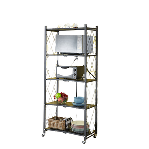 Organizador de cocina y hogar, estante de almacenamiento plegable, estante de exhibición de metal <span class=keywords><strong>con</strong></span> <span class=keywords><strong>ruedas</strong></span>, proveedor de estante de almacenamiento de cocina plegable - Product Image 5
