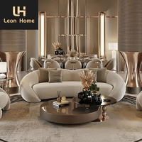Décoration de salon de luxe en métal noir avec cadre en acier inoxydable ensemble table d'appoint ronde en verre avec plateau central
