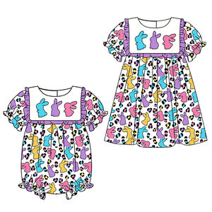 Preorder MOQ 5 Colorful Bunny Leopard Print Holiday Girls Easter Fashion Wholesale <b>Toddler</b> <b>Clothing</b> - Product Image 1
