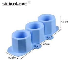 Moule en silicone pour pot de fleurs en béton, vase, cactus, forme géométrique polygonale circulaire à 3 trous, pour bricolage, bougie d'aromathérapie, décoration - Product Image 2