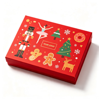 Boîte cadeau de Noël rouge en gros, emballage rigide en carton imprimé sur mesure pour coffret cadeau de fêtes, approvisionnement en vrac