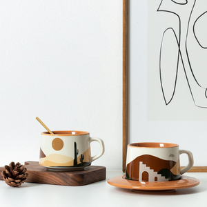Vente en gros de tasse à café en céramique <span class=keywords><strong>Oasis</strong></span> Morandi tasse à lait petit déjeuner rétro tasse à café en céramique - Product Image 3