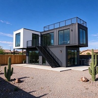 Maison conteneur préfabriquée montée sur remorque, étanche, petite maison mobile avec escalier métallique, pour glamping côtier, hébergement, boutique, vente en gros