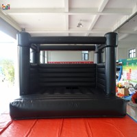 Château gonflable noir à toit plat, taille 12x10 pieds, pour la location de fêtes d'enfants