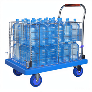 Carro de plataforma plana de malla de plástico industrial plegable de alta resistencia 400 kg, carrito de <span class=keywords><strong>mano</strong></span> portátil con valla, OEM, para supermercado, recolección y basura - Product Image 4