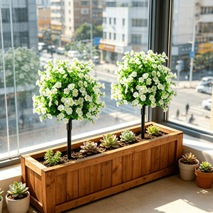 Nueva Decoración para Exteriores, Arbustos Verdes Artificiales Anti-UV, Árboles Topiarios Esféricos, Planta de Eucalipto Blanco Ulme, Duradera - Product Image 3