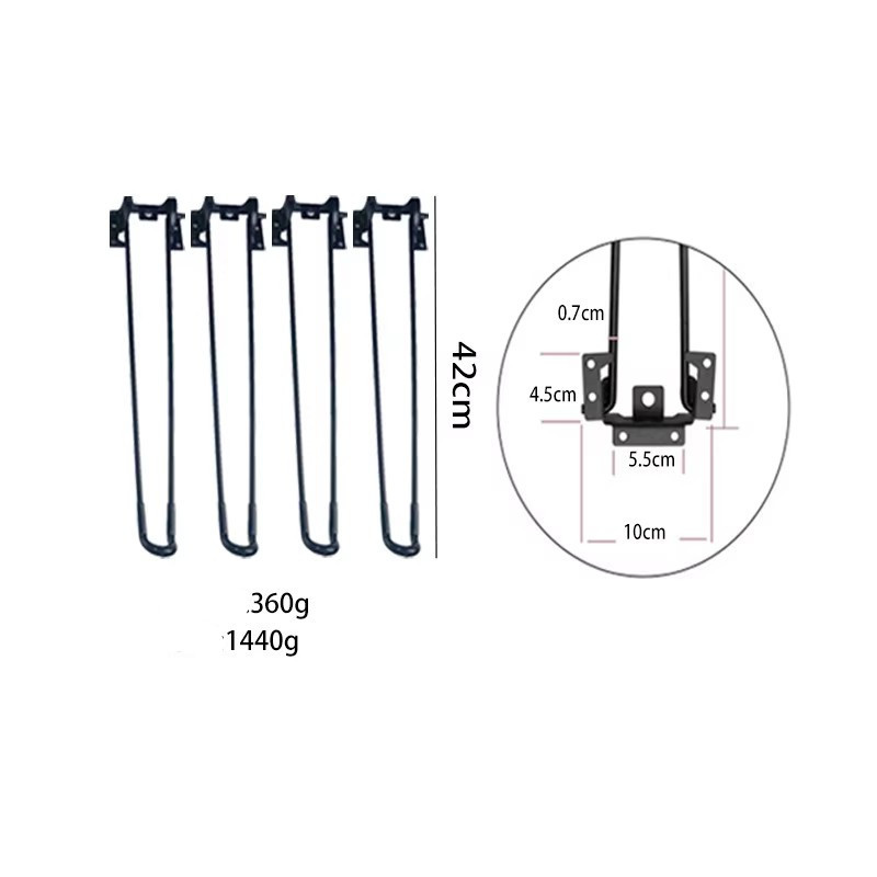 Pata Plegable de 42cm (4 unidades) - Negro