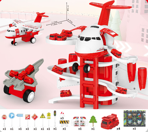 <span class=keywords><strong>Juego</strong></span> de 3 Aviones de Juguete Deformables con Almacenamiento, Avión de Inercia de Ingeniería Urbana con Luz y Música, 4 Mini Coches, Set de Vehículos para Niños - Product Image 6