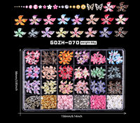 Breloques pour ongles 5D Hawaï Fleurs Papillons, Mélange de Nœuds et Strass en Cristal pour Ongles