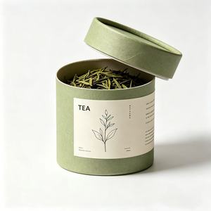 Green Tea Paper Tube Packaging Craft Paper Cylinder With Gold <b>Foil</b> Printing Recyclable Airtight <b>Container</b> - Product Image 2