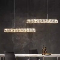 Lustre moderne en cristal pour table à manger, décoration de bar, luminaire de luxe, lampe de plafond pour pièce, luminaire suspendu en acier inoxydable
