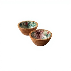 Bol de service alimentaire en bois d'acacia, écologique, vintage, imprimé sur mesure, poli à la main, léger, idéal pour les fêtes, vente en gros, fournisseur - Meilleures ventes - Product Image 3