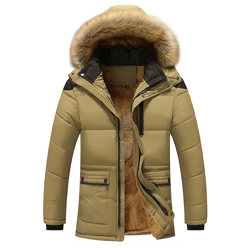 winter youth casual mid-length cotton-coat jacket men's winter clothing plus velvet jacket Korean version jacket coats