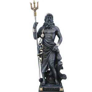 Verlorene Wachs guss im Freien Garten dekorative lebensgroße Bronzefigur von Neptun See könig Poseidon Statue Skulptur