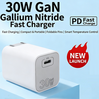 Chargeur USB-C PD 30W PPS à port unique, adaptateur mural de charge rapide 30W GaN avec prise US pliable, approvisionnement direct usine