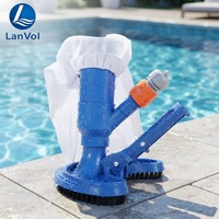 Lanwo Tragbarer Pool-Laubkescher mit Netz-Seitenbürste, abnehmbarem Schmutzbeutel und manuellem Saugreiniger für Schwimmbad, Spa, Garten und Teich