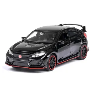 1:32 Honda Civic Typer-R die cast model araba oyuncak çocuklar için 15.5cm metal alaşım simülasyon araba işık ve ses